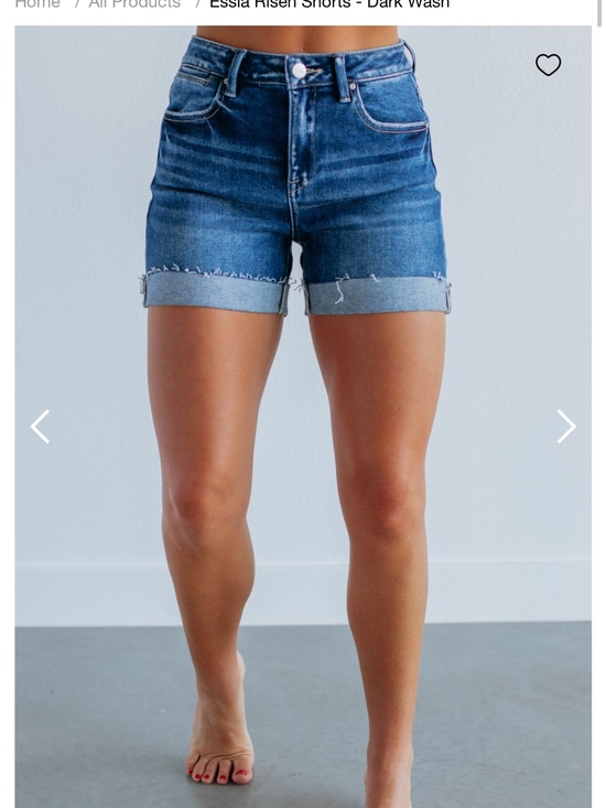 Risen Jeans Pants - Essia Risen Dark Wash Roll-Cuff Denim Shorts